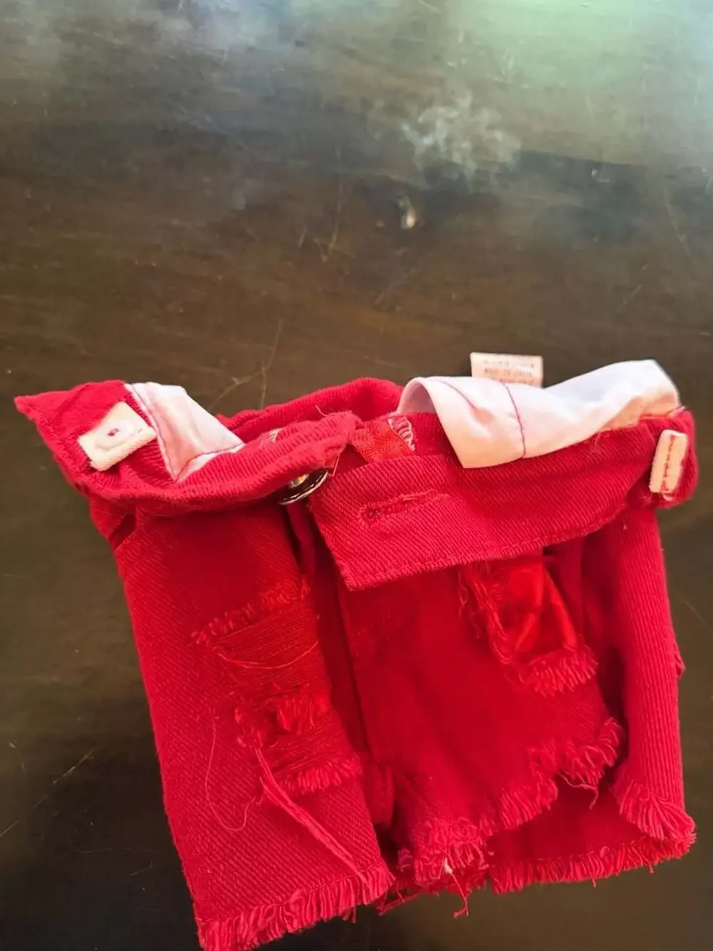 Girls Watermelon Black White Gingham Ruffle Sleeve Top and Red Denim Shorts